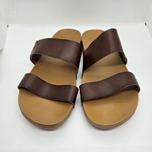 Reef Vista Cushion Slide Sandal Dark Brown Vegan Leather Strap size 10